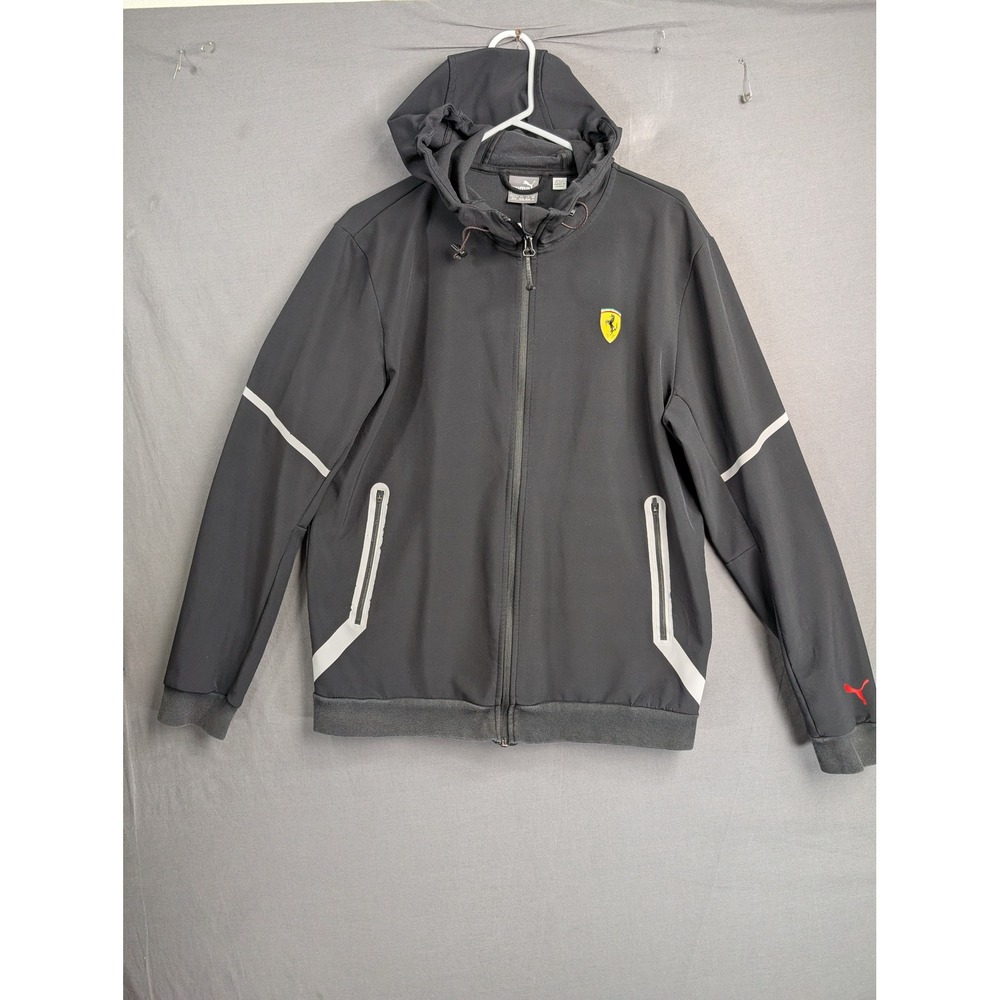 Puma Ferrari Mens Shield Full Zip Hooded Jacket Black 762130-02 Size M